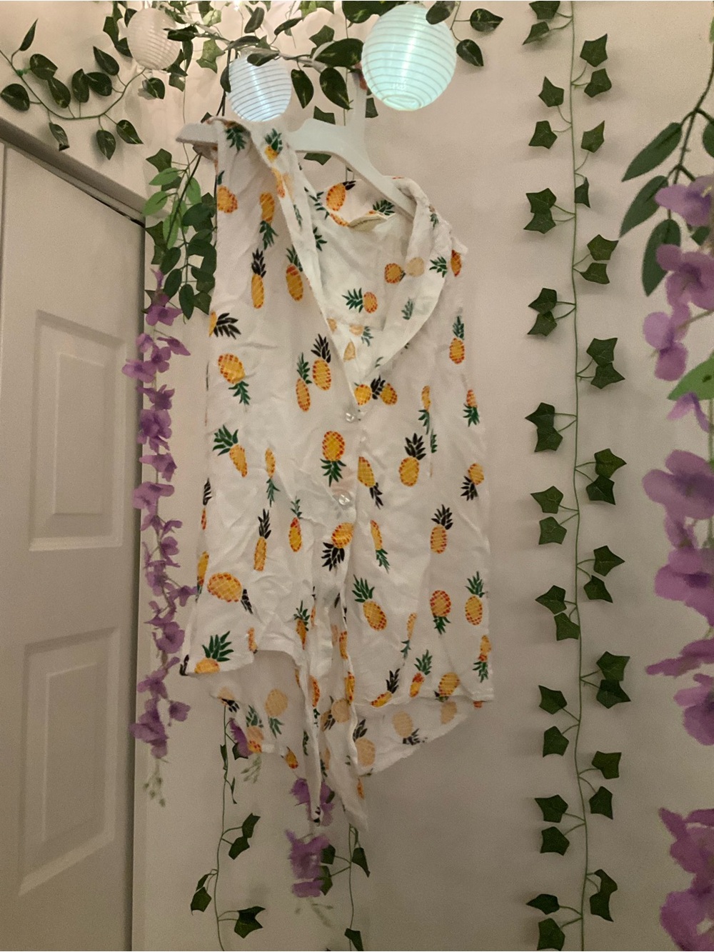 Japna White Pineapple-Print Sleeveless Romper